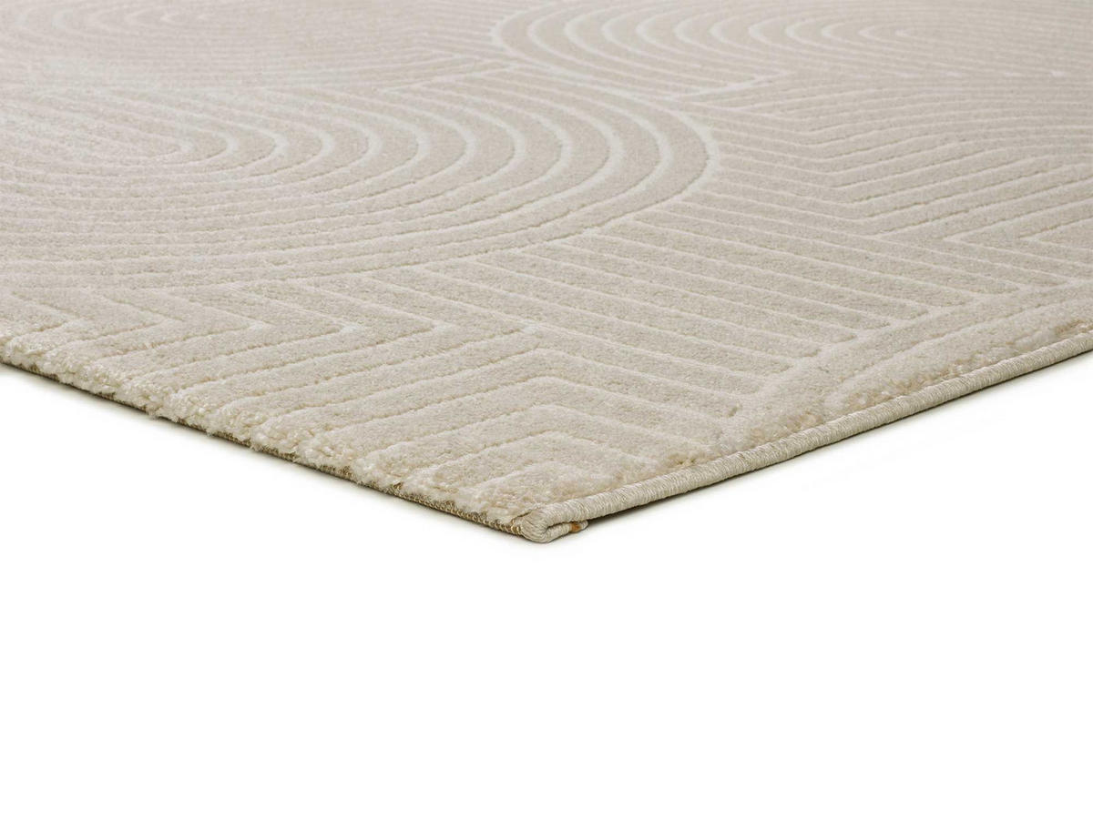 WEBTEPPICH mit geometrischem Muster Weiß Geprägt Zen 133/190 cm - Weiß, Naturmaterialien/Textil (133/190cm) - Atticgo