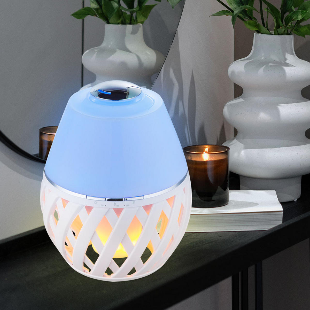 LED TISCHLEUCHTE Stream Weiß - Weiß, Kunststoff (14.8/14.8/20cm) - Globo Lighting