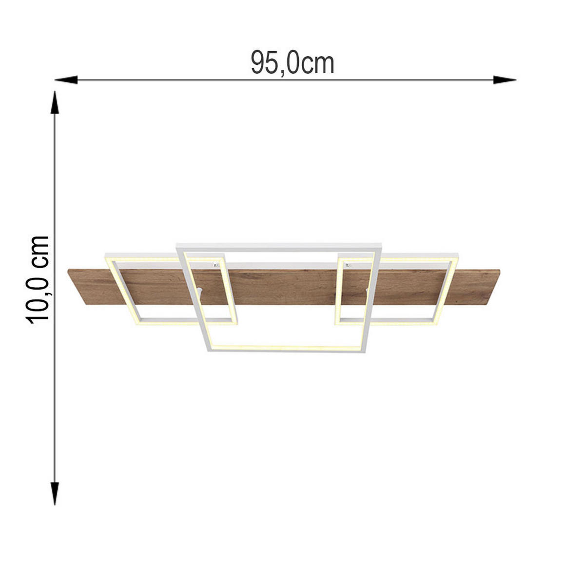 LED DECKENLEUCHTE Metall Holzoptik Braun - Weiß, Metall (95/40/10cm) - Globo Lighting