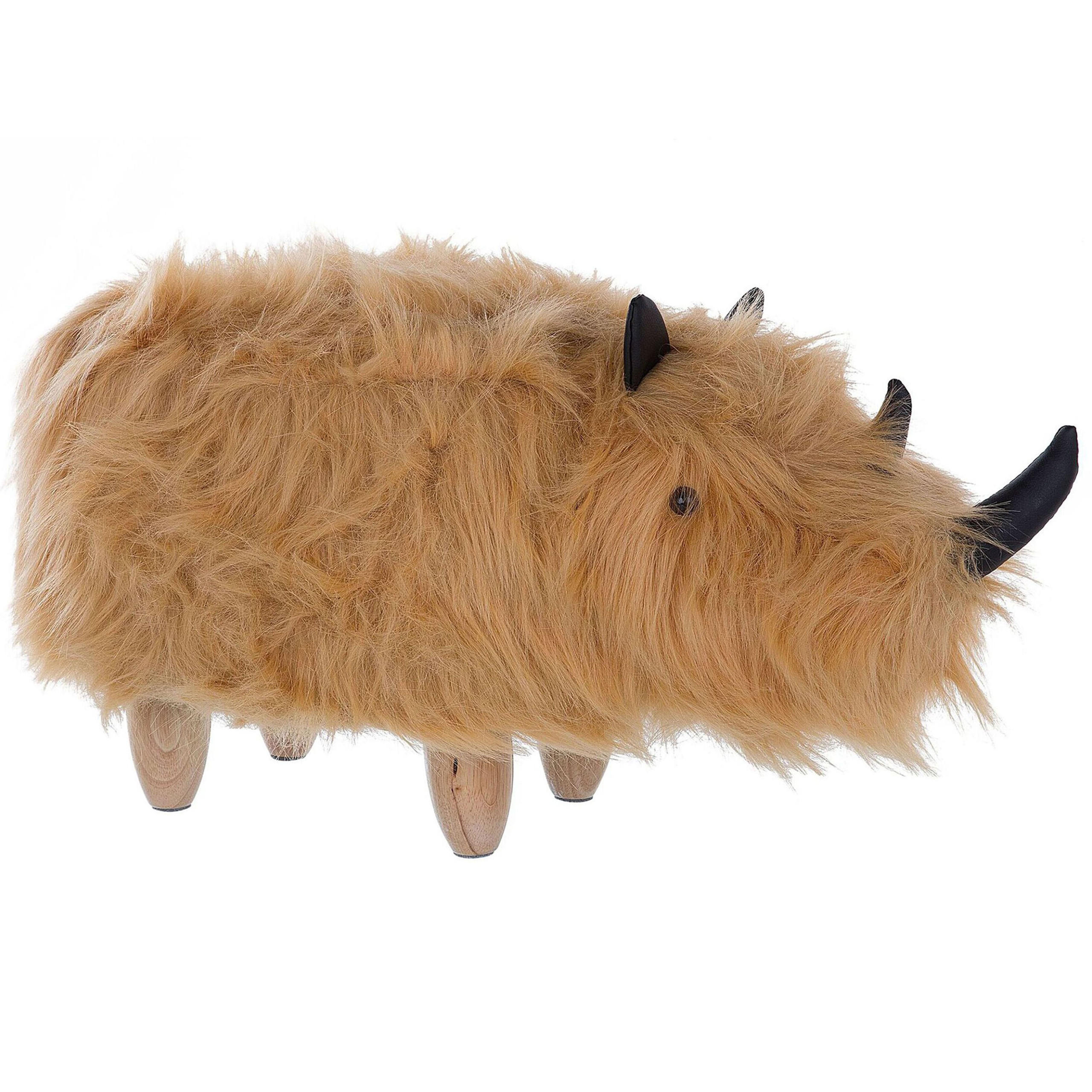 POUF Woolly 36/66/37 cm - Beige, Kunststoff/Textil (66/37/36cm) - Beliani