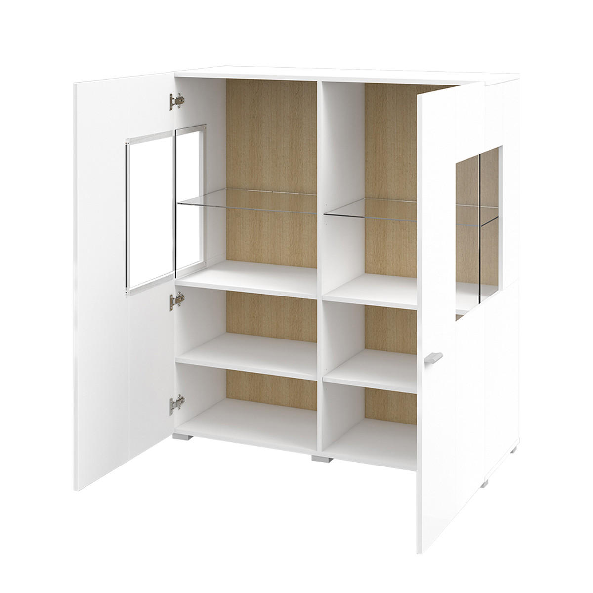 VITRÍNA Akram Bílá a dřevo - bílá, kompozitní dřevo (110/123/39cm) - Petits-meubles