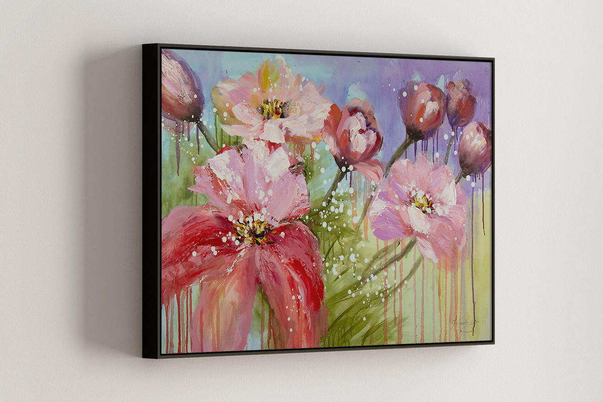 ACRYLBILD HANDGEMALT 90/60 cm - Pink, Holz/Textil (90/60cm) - KUNSTLOFT
