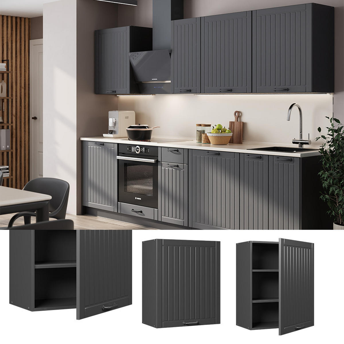 HÄNGESCHRANK Fame-Line, Dunkelgrau, 60 cm - Dunkelgrau/Anthrazit, Holzwerkstoff (60/72/34.1cm) - Vicco