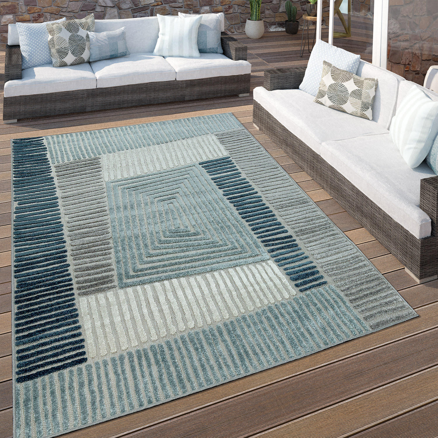 OUTDOORTEPPICH 160/230 cm Stilo 850 - Blau, Textil (160/230cm) - Paco Home