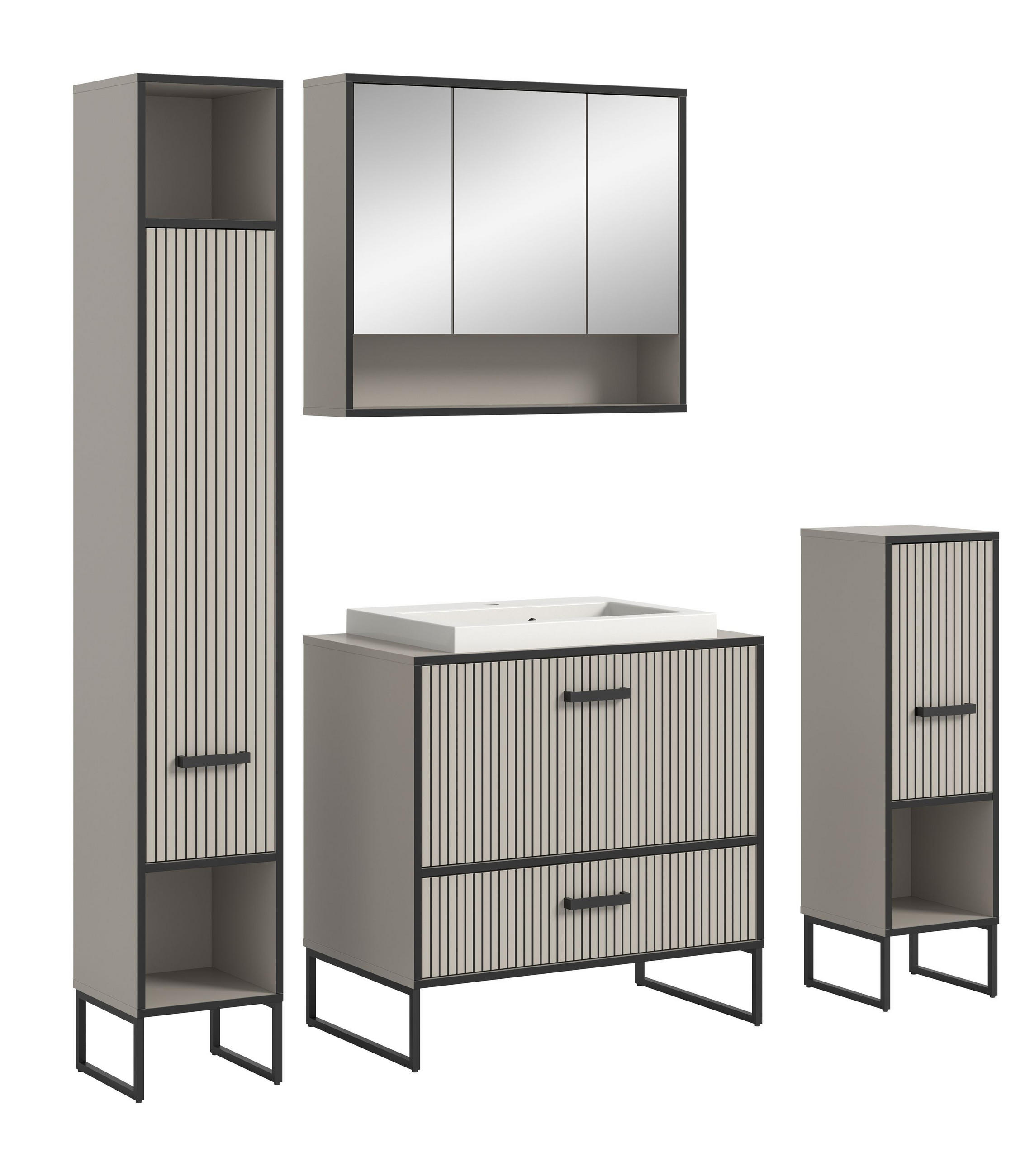 BADKOMBINATION Bagno 170x192x48 cm Kaschmir Schwarz 4tlg. - Kaschmir, Holzwerkstoff (170/192/48cm)