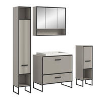 BADKOMBINATION Bagno 170x192x48 cm Kaschmir Schwarz 4tlg. - Kaschmir, Holzwerkstoff (170/192/48cm)