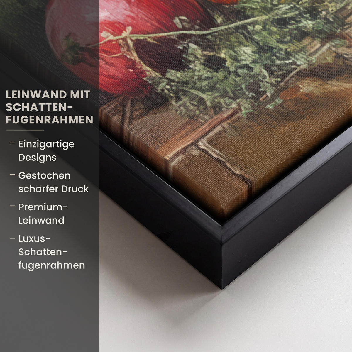 LEINWAND Bilder mit Rahmen - Stilleben - Kräuter - Gewürze - Früchte - Farbenfroh - 100x70 - Grün, Textil (100/70cm) - MuchoWow