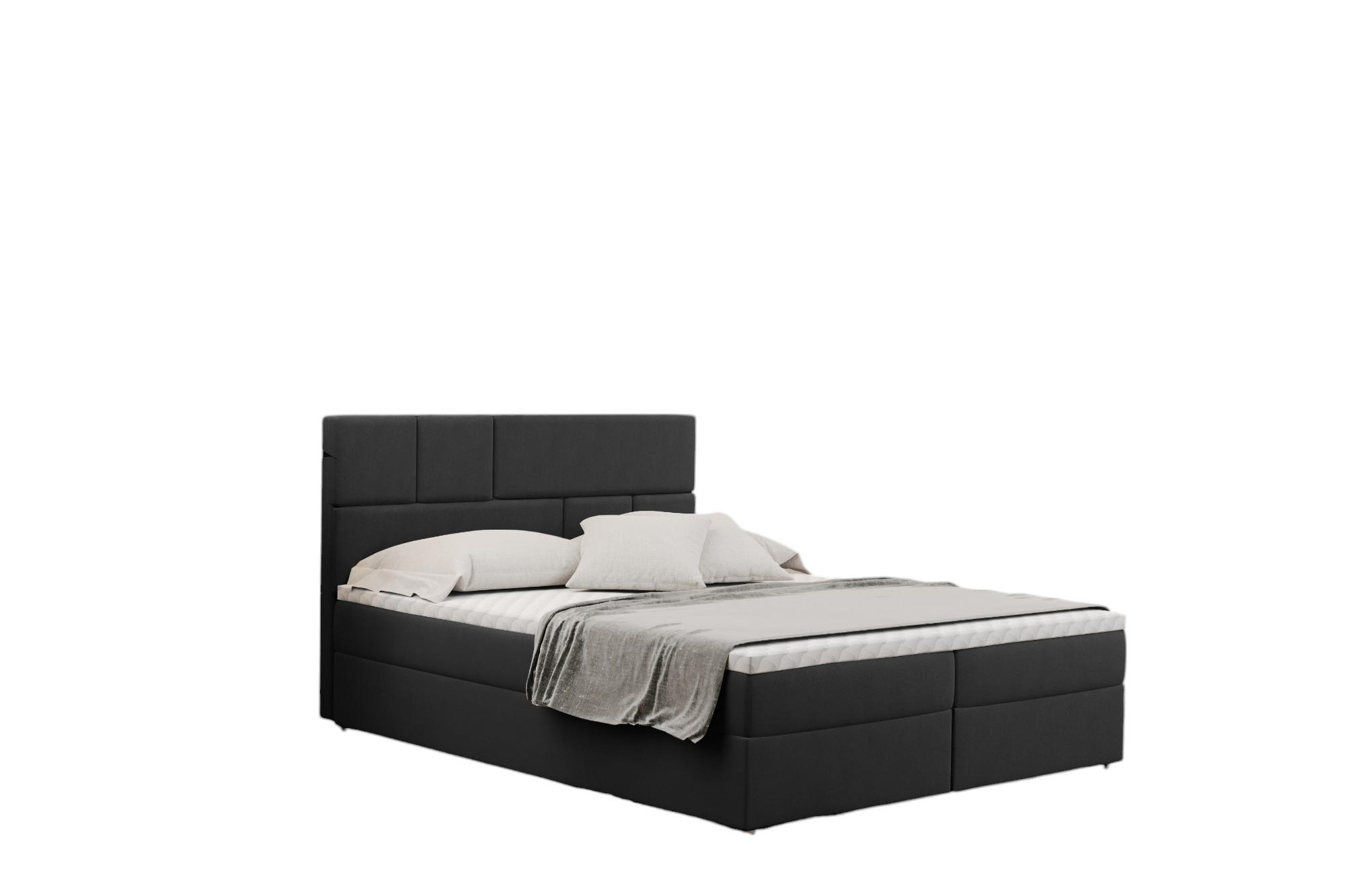 Kaiser Möbel KONTINENTÁLNÍ POSTEL s úložným prostorem a matrací BALI tkanina Mat Velvet Tmavě šedá 200x200 cm H3-Bonell