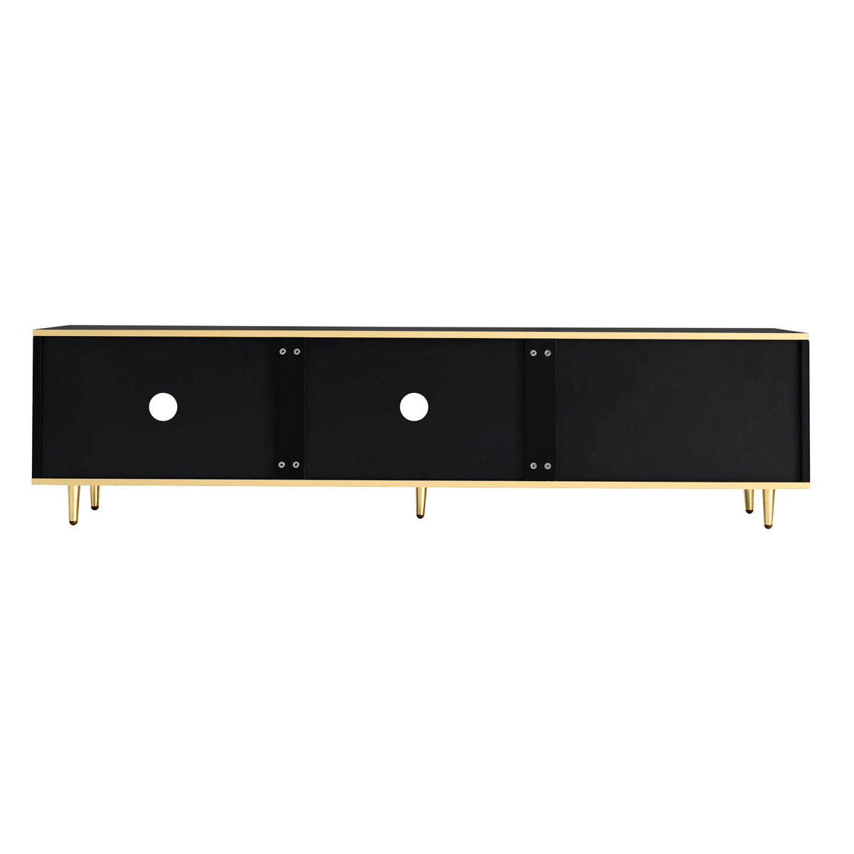 TV ormarić od MDF-a i iverice 170x37x45 cm crna i zlatna s 2 ladice i 2 vrata, rezbareni frontovi - crna, drvni materijal (170/45/37cm) - Modfu