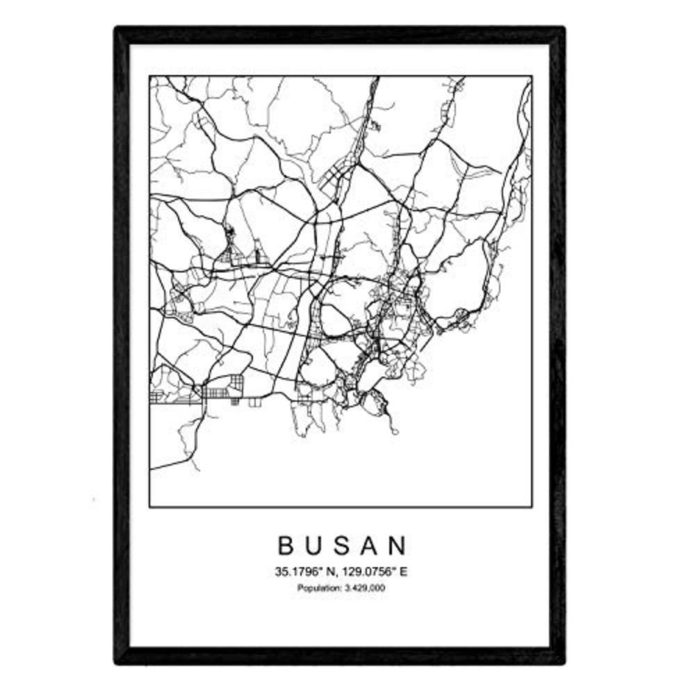 POSTER Busan Stadtkarte – Nordisch A3 Rahmenlos - Klar, Papier (29.7/5/42cm) - Nacnic