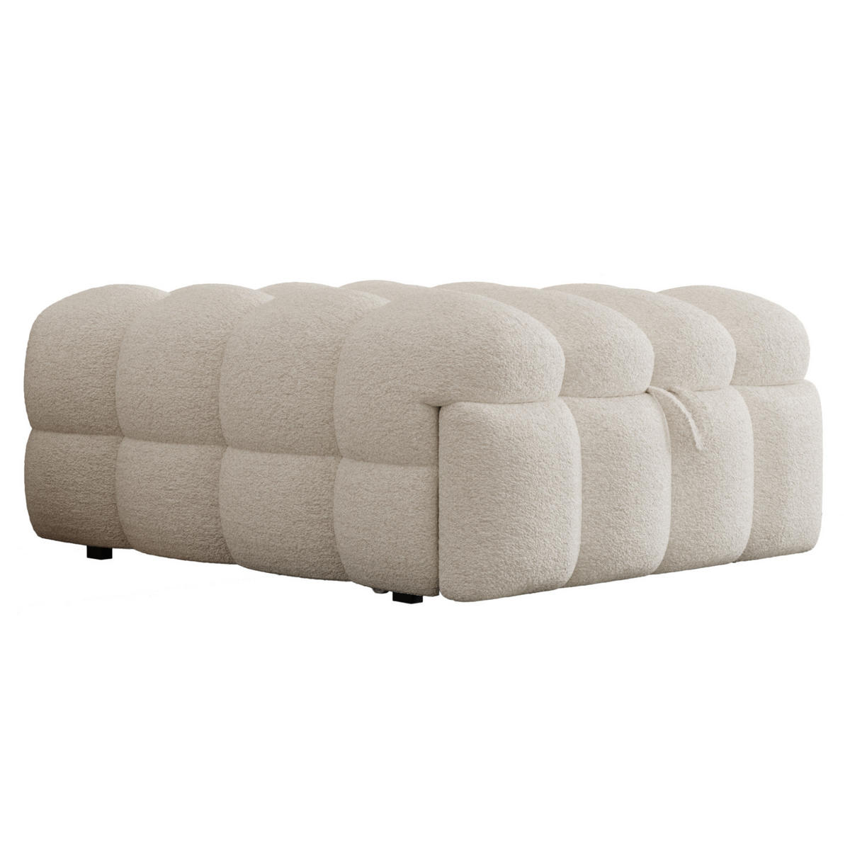 BETT aus Teddy 90x180 cm Beige als 2-in-1-Fußhockerbett, platzsparend und weich gepolstert - Rosa, Textil (70/180cm) - Modfu