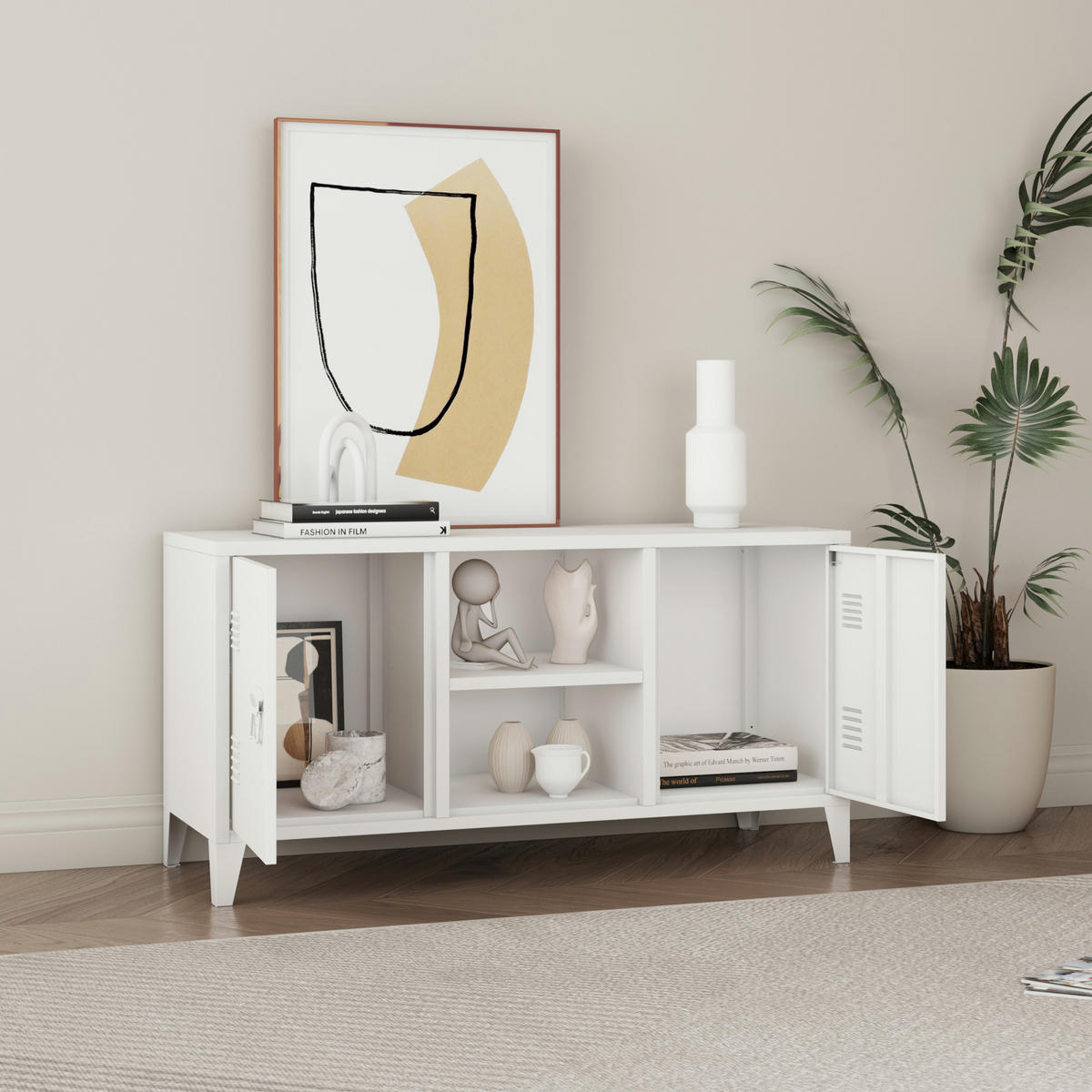 SIDEBOARD Kotka - Weiß, Metall (113/58/40cm) - [en.casa]