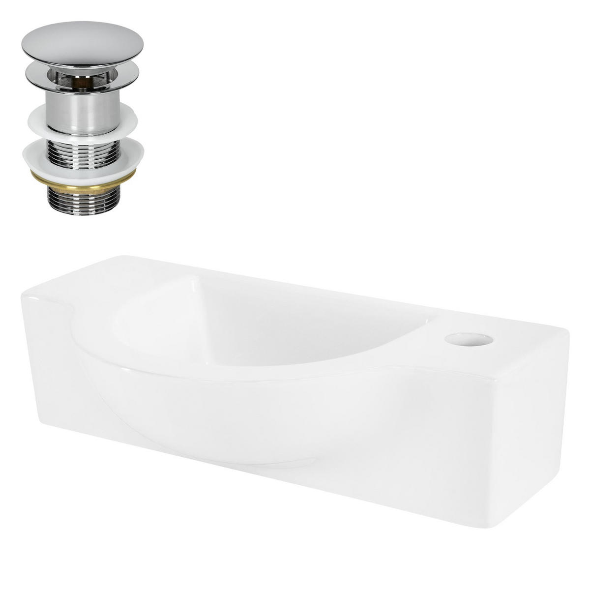 WASCHBECKEN - Weiß, Keramik (25.5/12/44.5cm) - ML-DESIGN