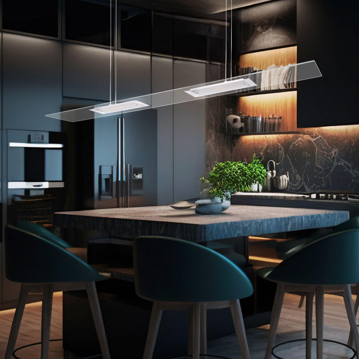 LED HÄNGELEUCHTE Metall Silber - Silberfarben, Glas (100/10/130cm) - Brilliant