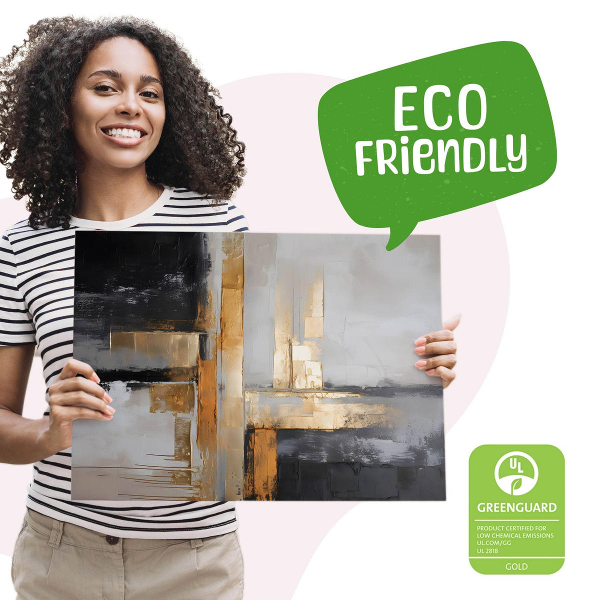 LEINWANDBILD Abstraktion Moderne Kunst Glamour 120/80 cm - Beige/Schwarz, Textil (120/80cm) - Muralo