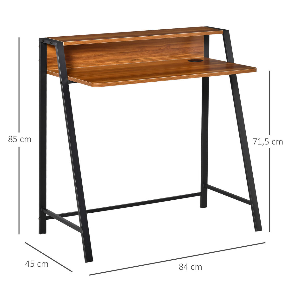 SCHREIBTISCH, MDF, Eisen Walnuss+Schwarz - Walnussfarben, Kunststoff (84/45/85cm) - HOMCOM