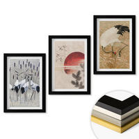 WANDBILDER 3er-Set - 20x30 cm Schwarzer Rahmen - Japanische Kraniche Landschaft - Schwarz, Kunststoff (20/30cm) - ArtPrintCave