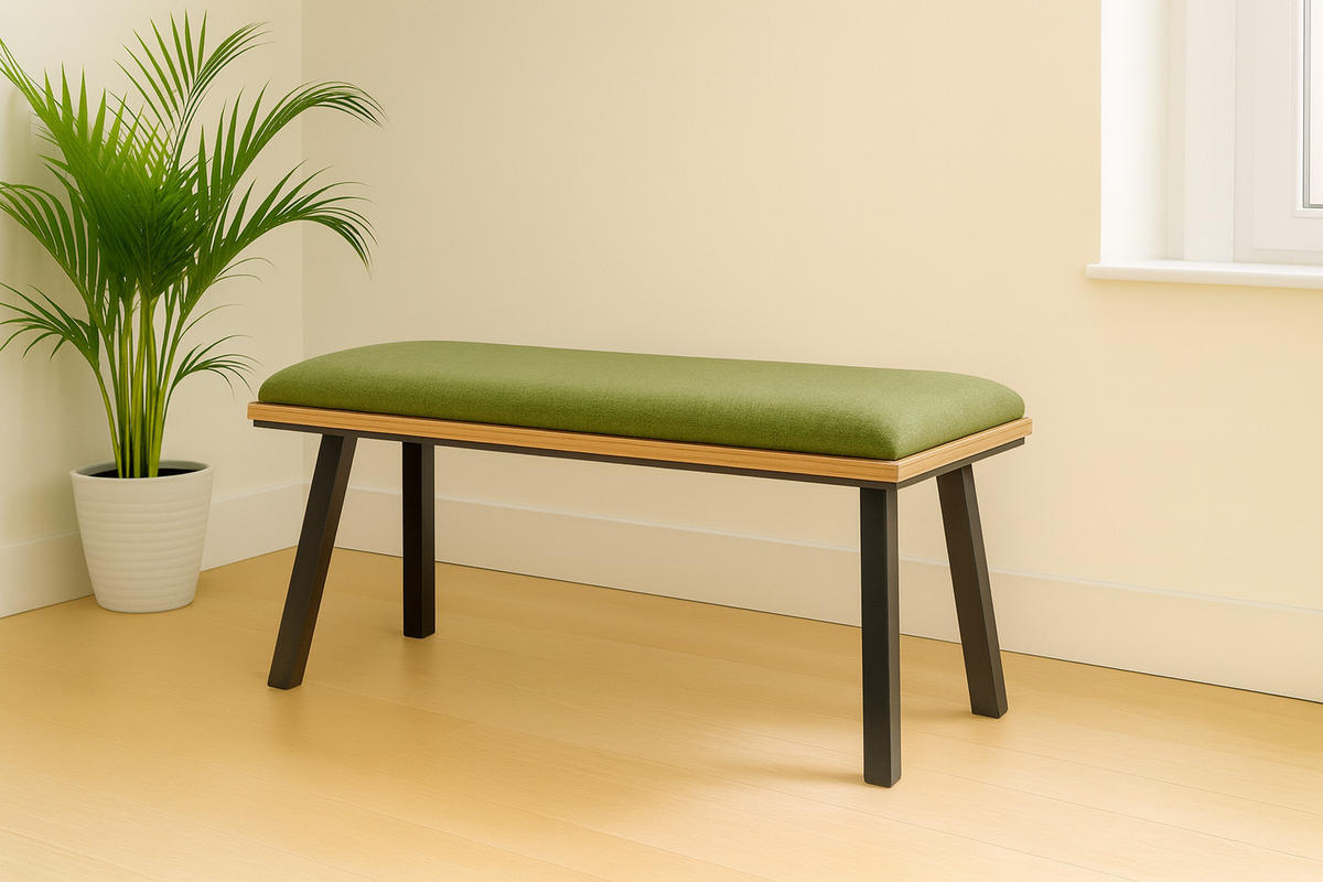 GARDEROBENBANK Die Elegante - Schwarz/Grün, Holz/Textil (45/49/125cm) - Kundler Home
