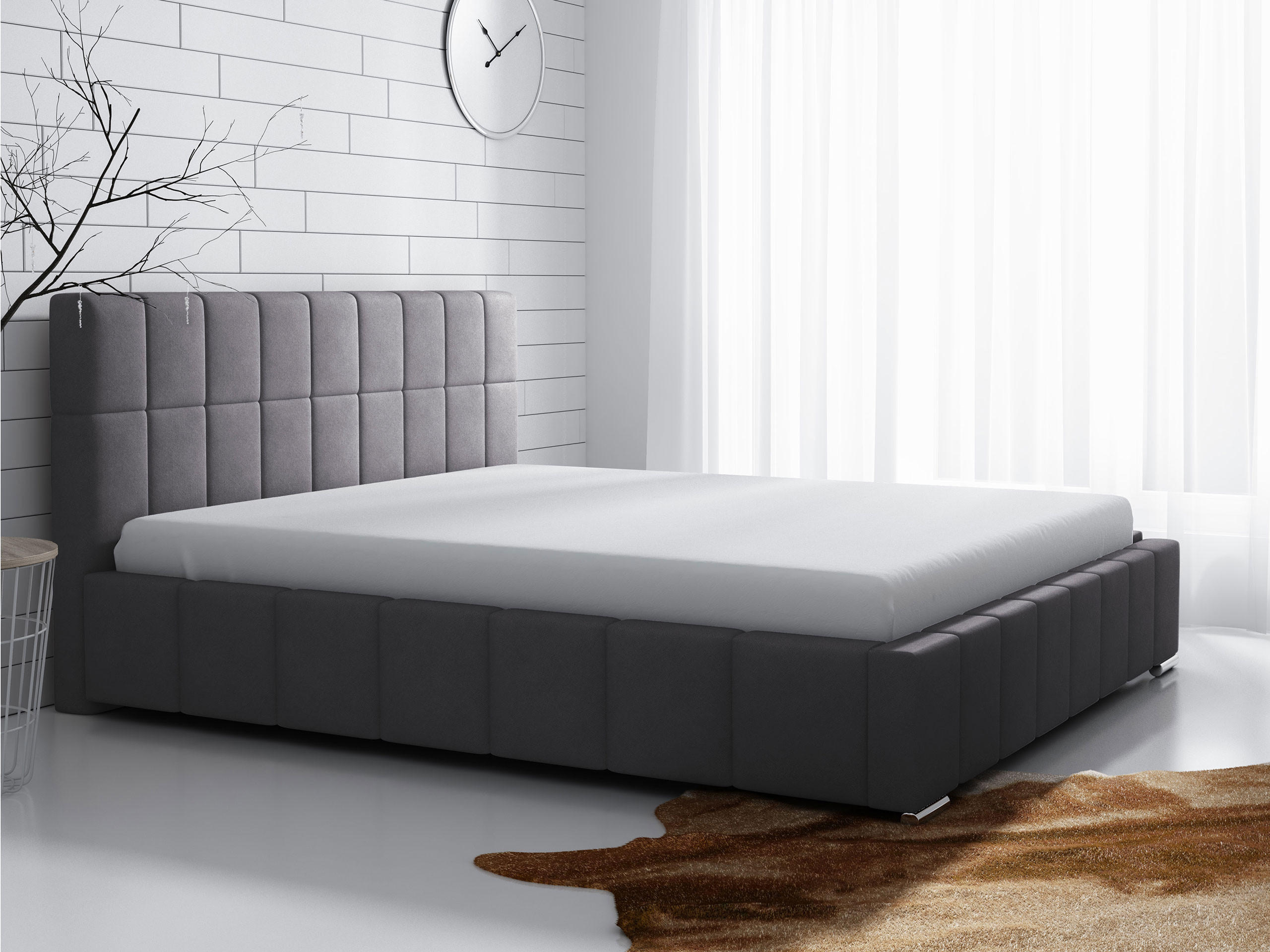 POLSTERBETT Leo - Grau, Holz (180/200cm) - MIRJAN24
