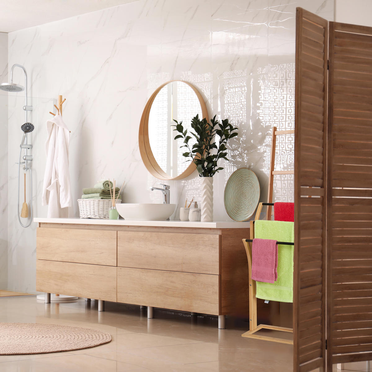 HANDTUCHHALTER - Hellbraun, Holz (42/82/24cm) - Relaxdays