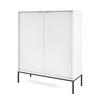 SIDEBOARD Eternas 2T Weiß 104/125/39 cm – schwarze Füße, mit geriffelten Fronten - Schwarz/Weiß, Holzwerkstoff (104/125/39cm) - AX Living