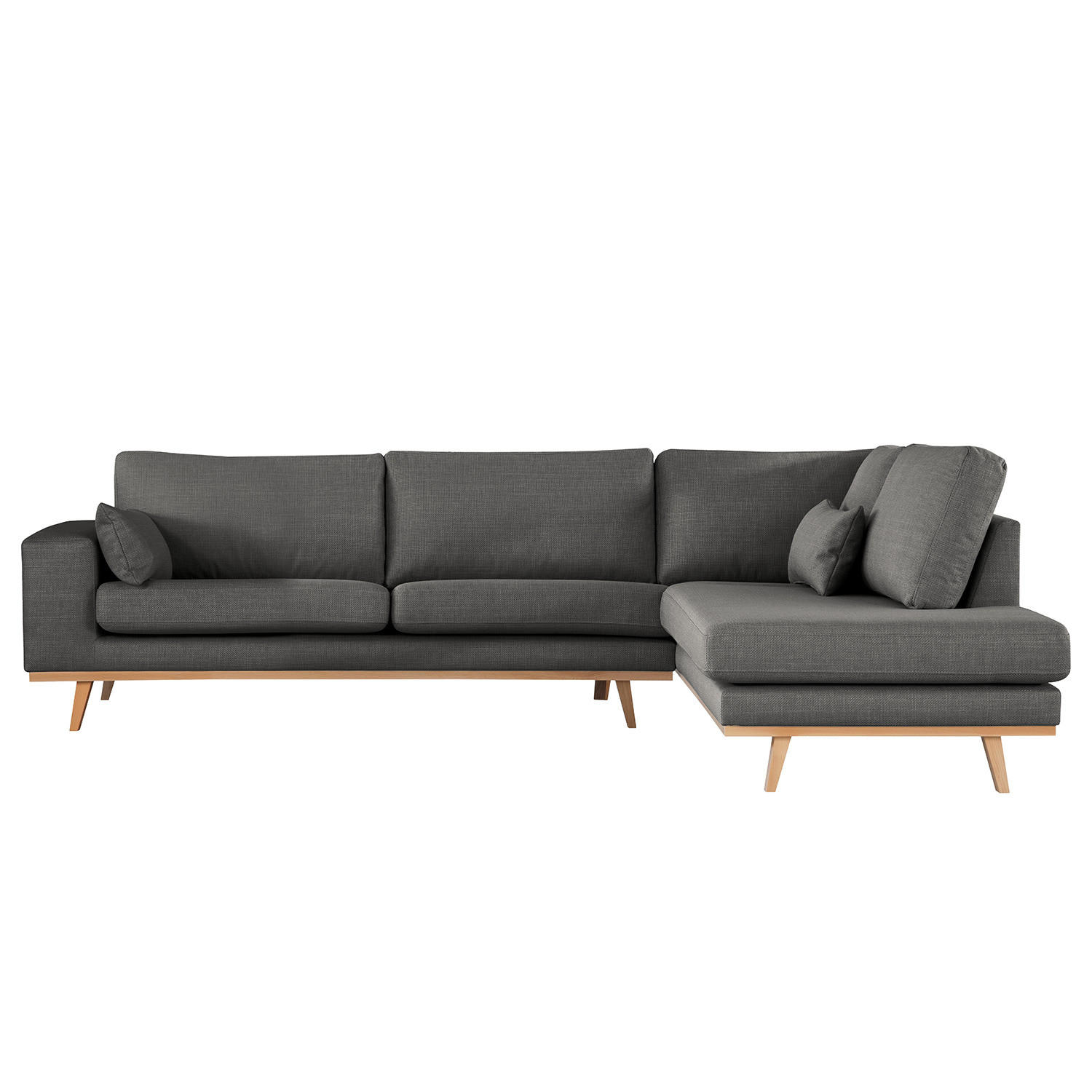 ECKSOFA mit Ottomane - Dunkelgrau/Buchefarben, Textil (287/219cm) - home24