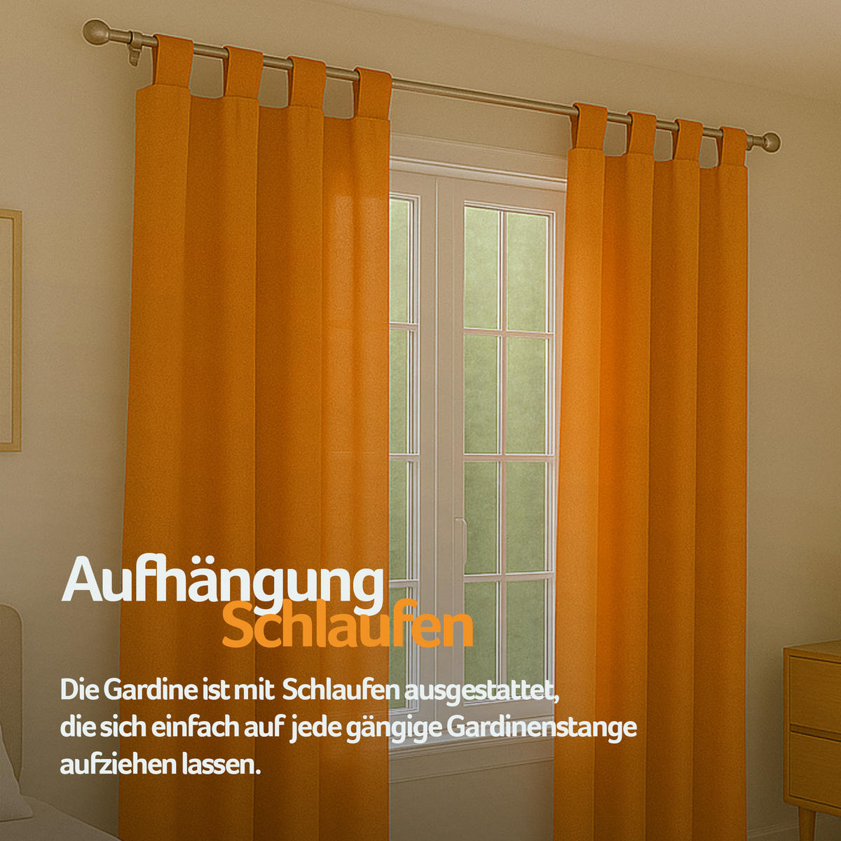 SCHLAUFENSCHAL blickdicht 140x225 cm Hellorange 2er-Pack - Orange, Textil (140/225cm)