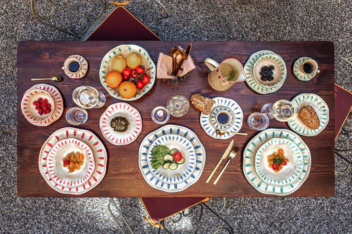 SALATSCHÜSSEL Domitilla Nachtblau - Multicolor, Keramik (24cm) - Rose & Tulipani