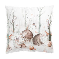 DEKOKISSEN Aquarell Waldtierfreunde 50/50 cm - Braun, Textil (50/50/10cm) - Bilderwelten