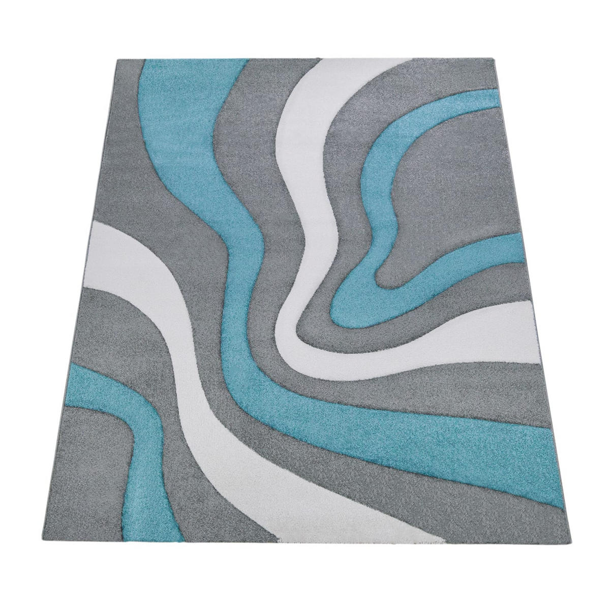 TEPPICH Kurzflor Abstrakt Wohnzimmer schmutzabweisend Türkis Rechteckig 80x150 - Blau, Textil (80/150cm) - KADIMA DESIGN