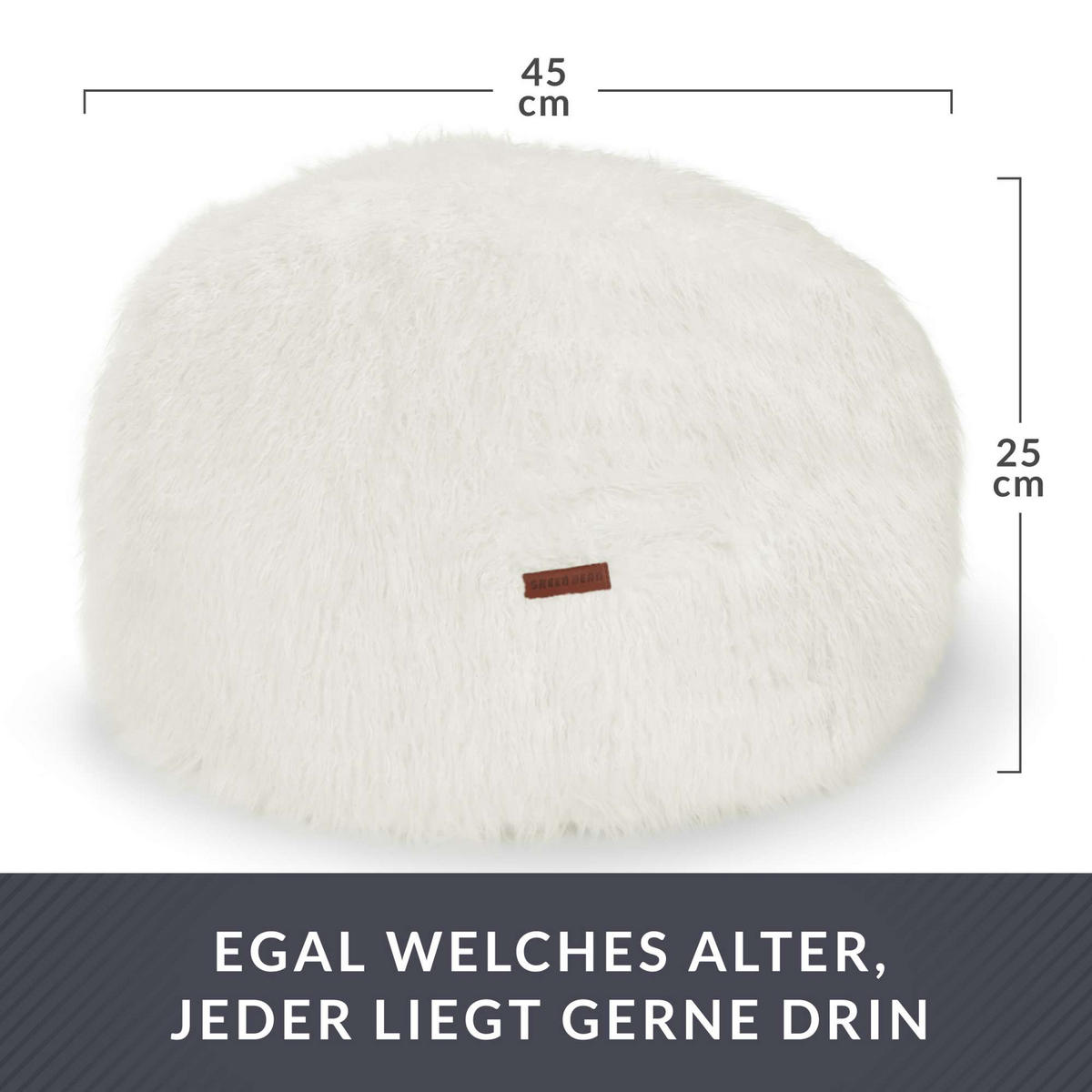 SITZSACK-HOCKER Pouf "FELLOPTIK" 45x25cm - Beige, Textil (45/25/45cm) - Green Bean