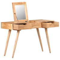 SCHMINKTISCH mit klappbarem Spiegel und 3 Schubladen, 112/45/76 cm, aus Massives Akazie - Schwarz/Braun, Holz (45/45/112cm) - vidaXL