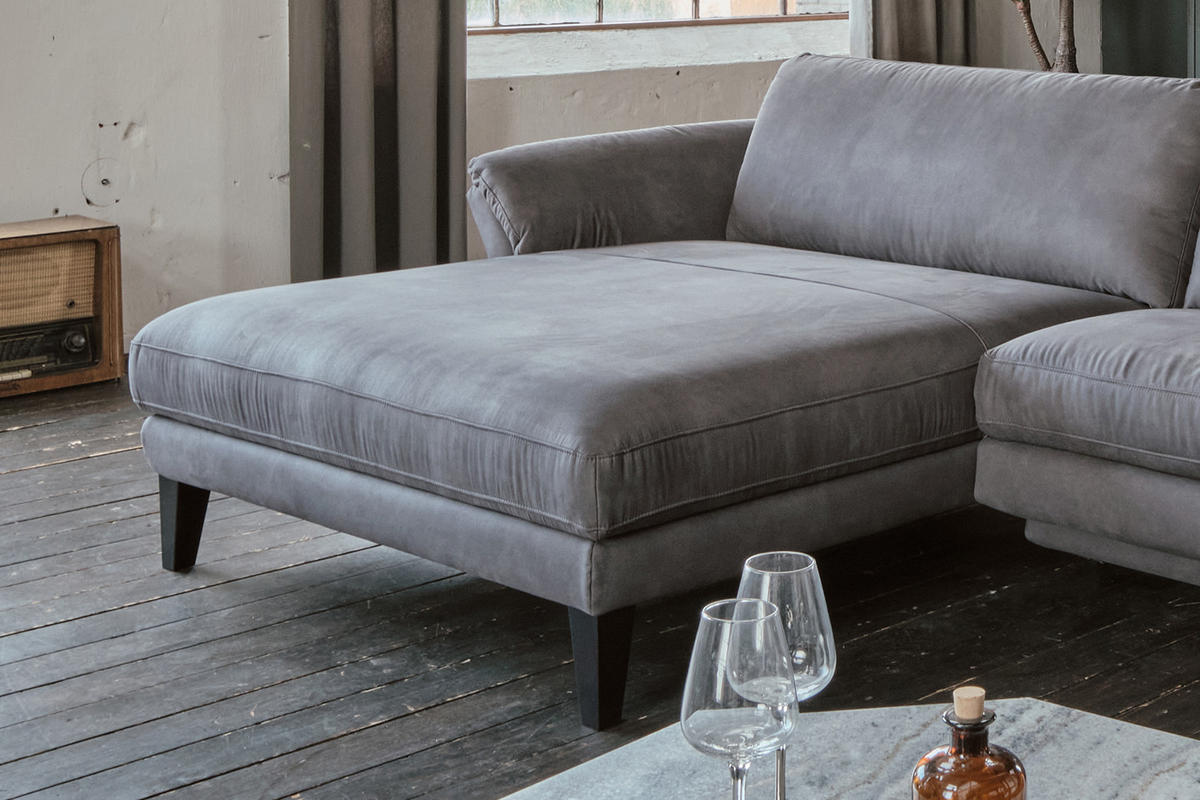 ECKSOFA MIT MOTORISCHER RELAXFUNKTION MALTA Grau Webstoff - Schwarz/Grau, Buchenholz/Textil (302/175cm) - KAWOLA