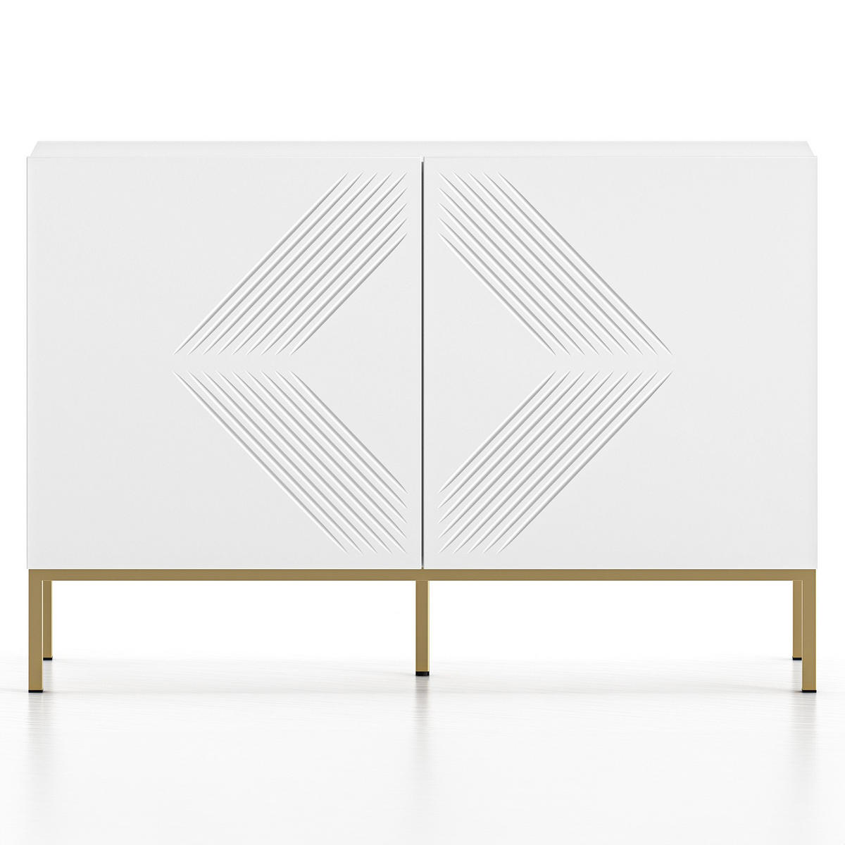 KOMMODE NEBRO,Weiß/Goldfarben - Goldfarben/Weiß, Holzwerkstoff (114/77/37cm) - KONSIMO®