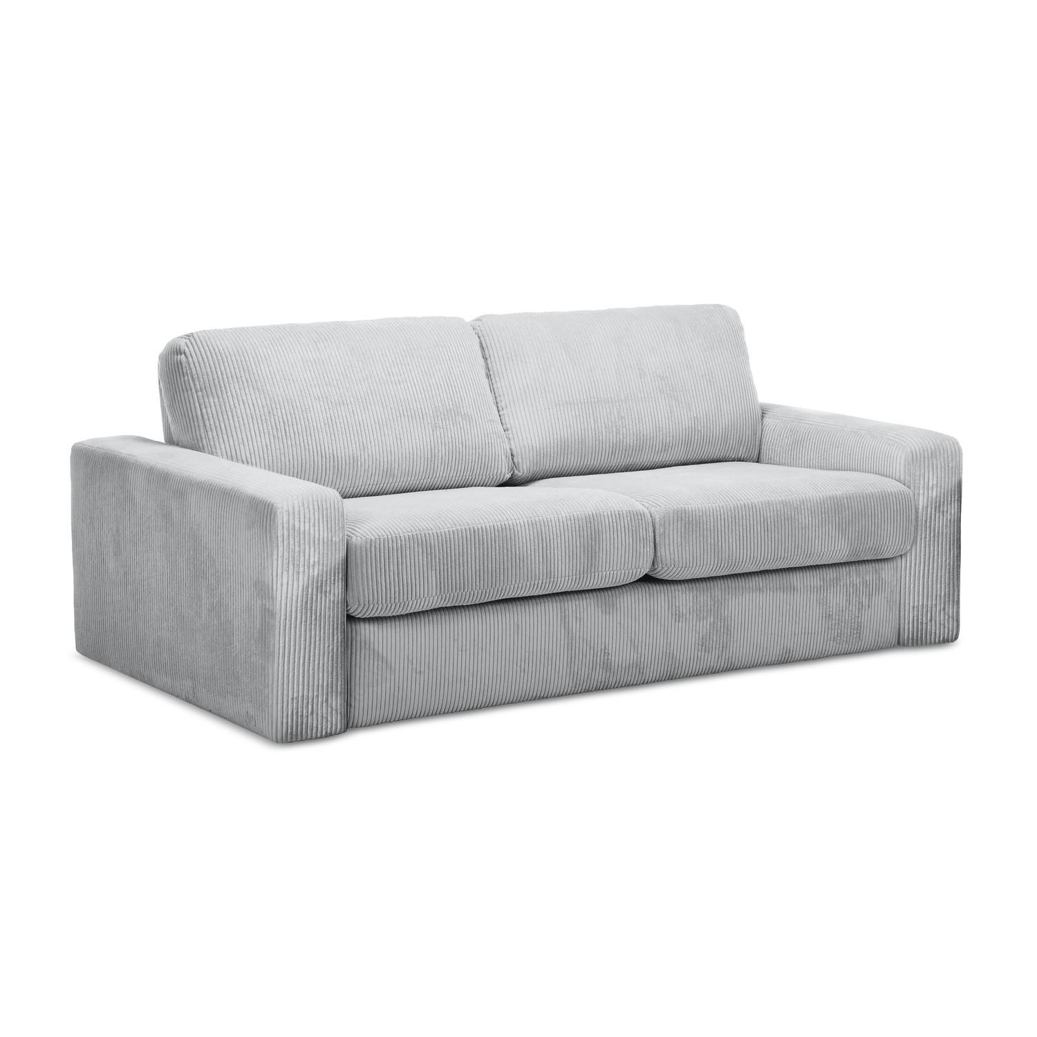 3-SITZER SOFA mit Schlaffunktion Cord Stoff Grau - Hellgrau/Schwarz, Kunststoff/Textil (195/80/100cm) - LaMiaSofa