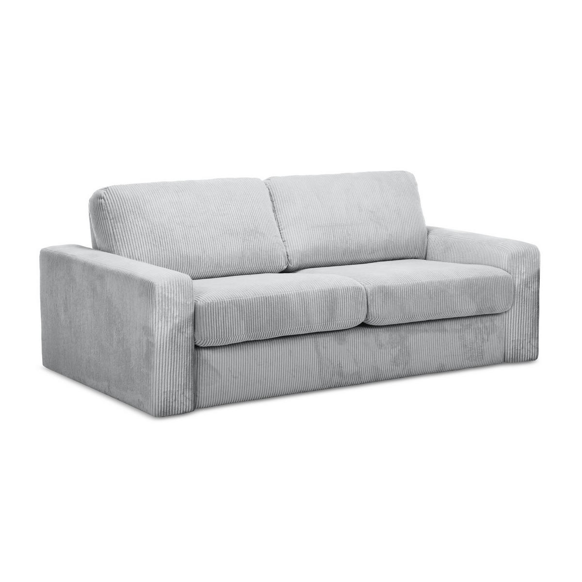 3-SITZER SOFA mit Schlaffunktion Cord Stoff Grau - Hellgrau/Schwarz, Kunststoff/Textil (195/80/100cm) - LaMiaSofa