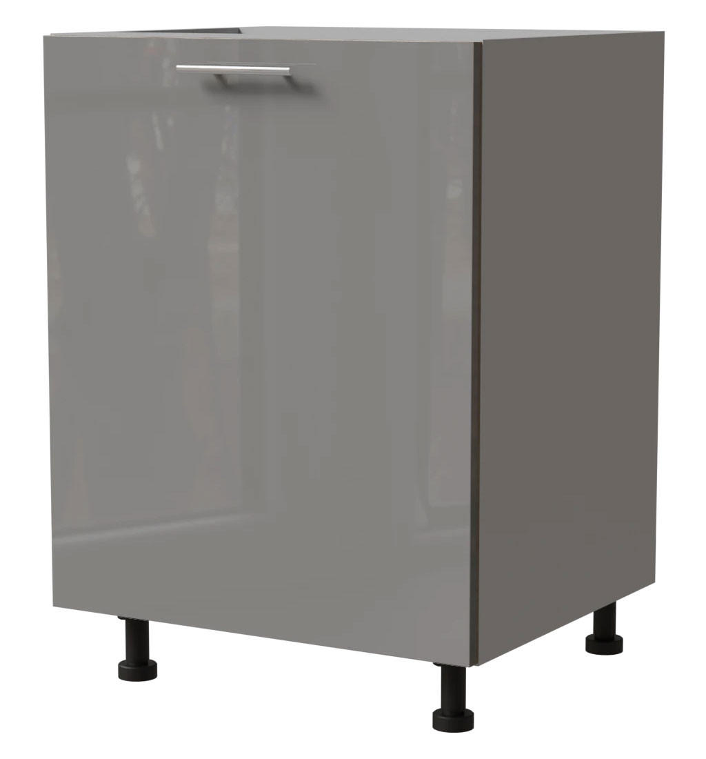 KÜCHENUNTERSCHRANK Essen D1D/60 Grau Hochglanz / Grau Matt 60 / 50 / 82cm - Grau, Holz/Holzwerkstoff (60/82/50cm) - Feldmann-Wohnen