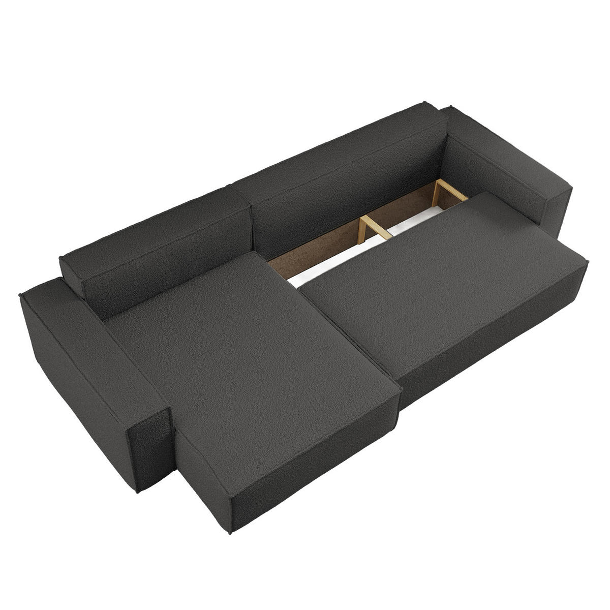 ECKSOFA Mit Schlaffunktion Und Bettkasten, Eckcouch BEST XL Stoff Quelle Graphit Links - Schwarz/Graphitfarben, Holz/Kunststoff (142/274cm) - Kaiser Möbel