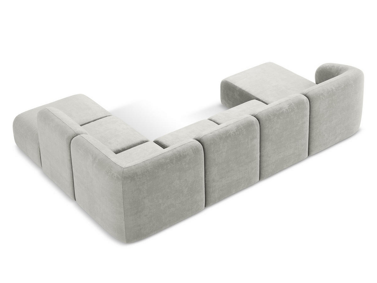 ECKSOFA Rechts Bouclé Stoff Grün - Schwarz/Olivgrün, Holzwerkstoff/Kunststoff (248/166cm) - Makamii