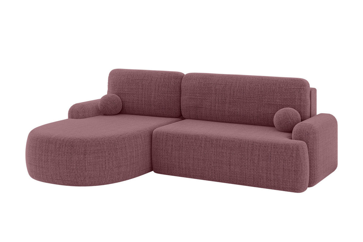 WOHNLANDSCHAFT mit Schlaffunktion und Bettkasten LIRA-L - 264x172x89 Altrosa - Altrosa, Holzwerkstoff/Textil (264/172cm) - ALTDECOR