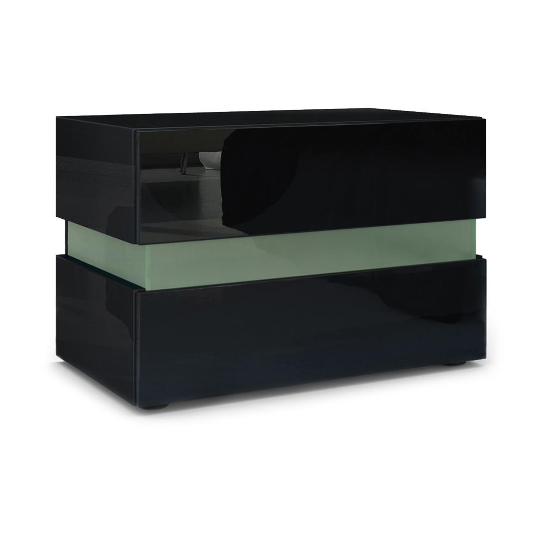 NACHTTISCH Flow Schwarz - Schwarz Hochglanz, Holzwerkstoff (60/45/39cm) - Vladon