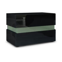 NACHTTISCH Flow Schwarz - Schwarz Hochglanz, Holzwerkstoff (60/45/39cm) - Vladon