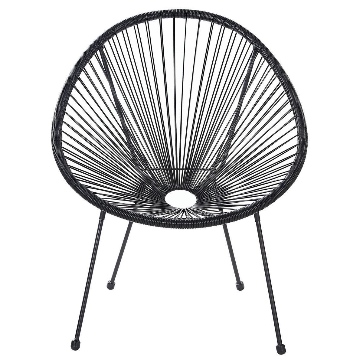 RATTANSTUHL Kunststoff schwarz 70 cm Acapulco II - Schwarz, Kunststoff (70/87/90cm) - Beliani