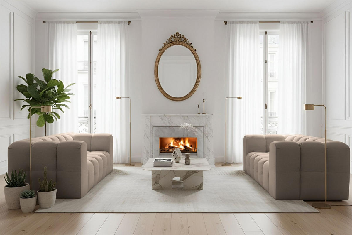 SOFASET Solvie 2-2 In Tiffani - Taupe, Holzwerkstoff/Textil (200/75/106cm) - Fun Möbel