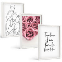 BILDER SET 3er Set - 40x60 cm Weißer Rahmen - Rosensträuße als Familienzeichnung - Weiß, Kunststoff (40/60cm) - TULUP