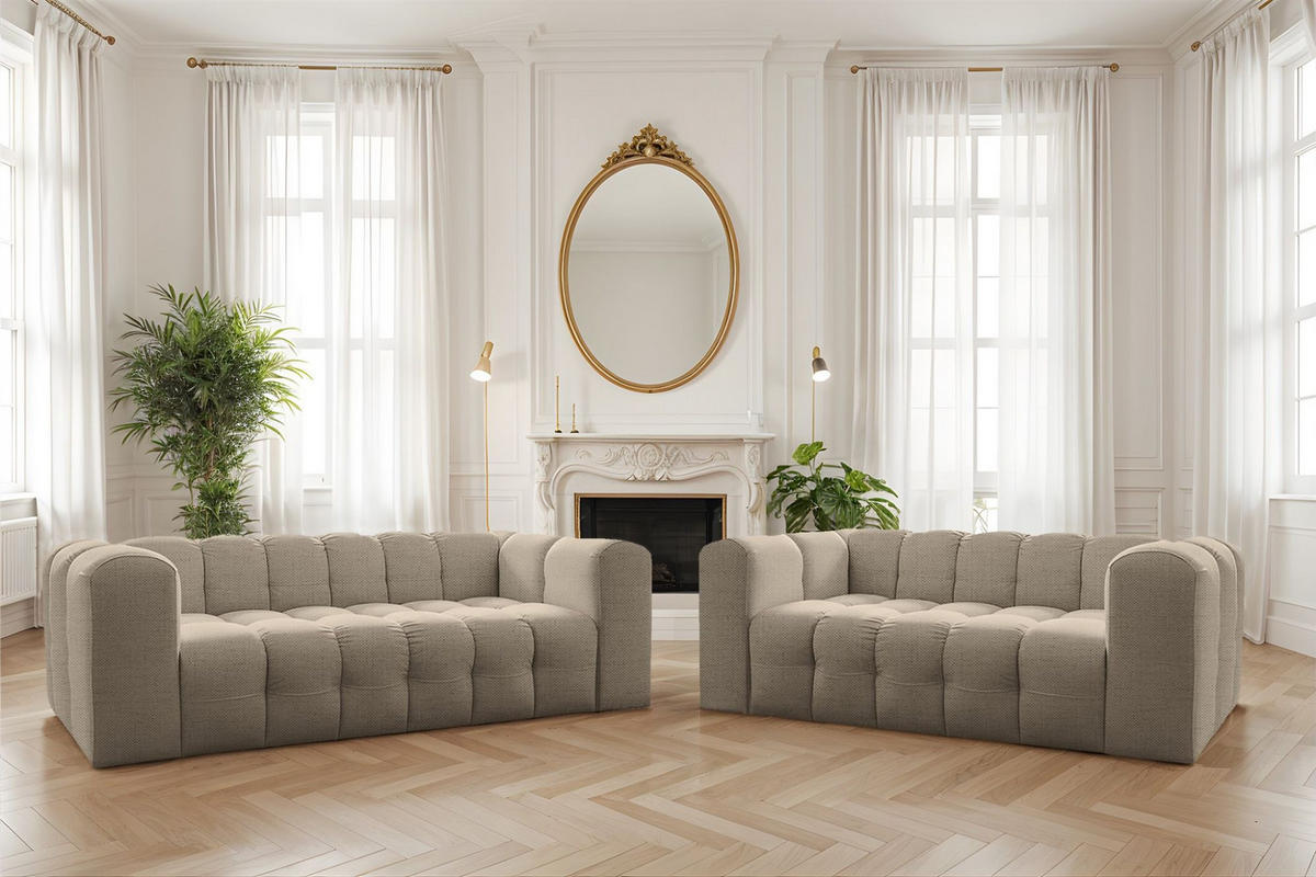 SOFA 2-sitzer Solvie In Moly - Beige, Holzwerkstoff/Textil (200/75/106cm) - Fun Möbel