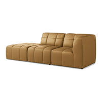 ECKSOFA Links Kunstleder Braun - Cognac/Schwarz, Holzwerkstoff/Kunststoff (240/90cm) - Makamii