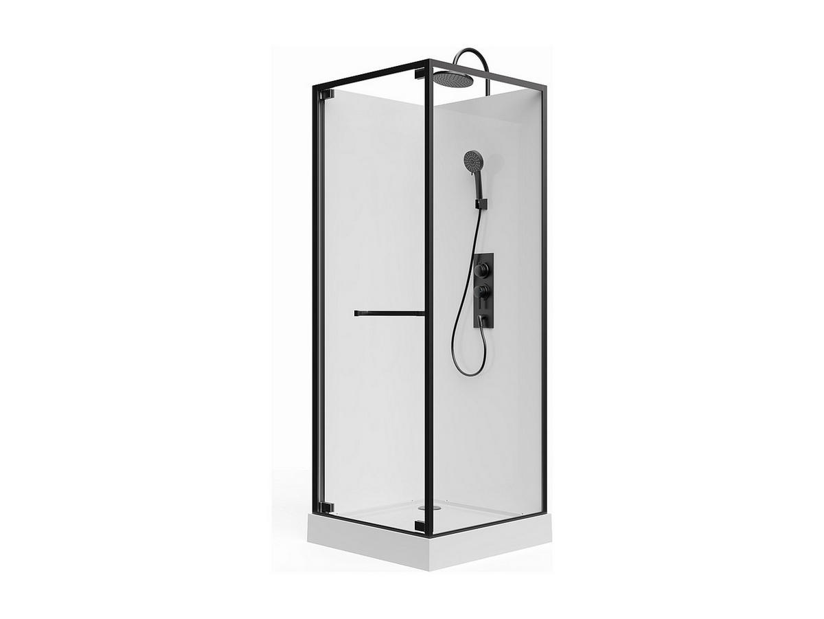 DUSCHKABINE - 80cm x 80cm - Sicherheitsglas - schwarz, weiß - BADONI - Schwarz/Weiß, Glas (80/80/200cm) - Vente-Unique