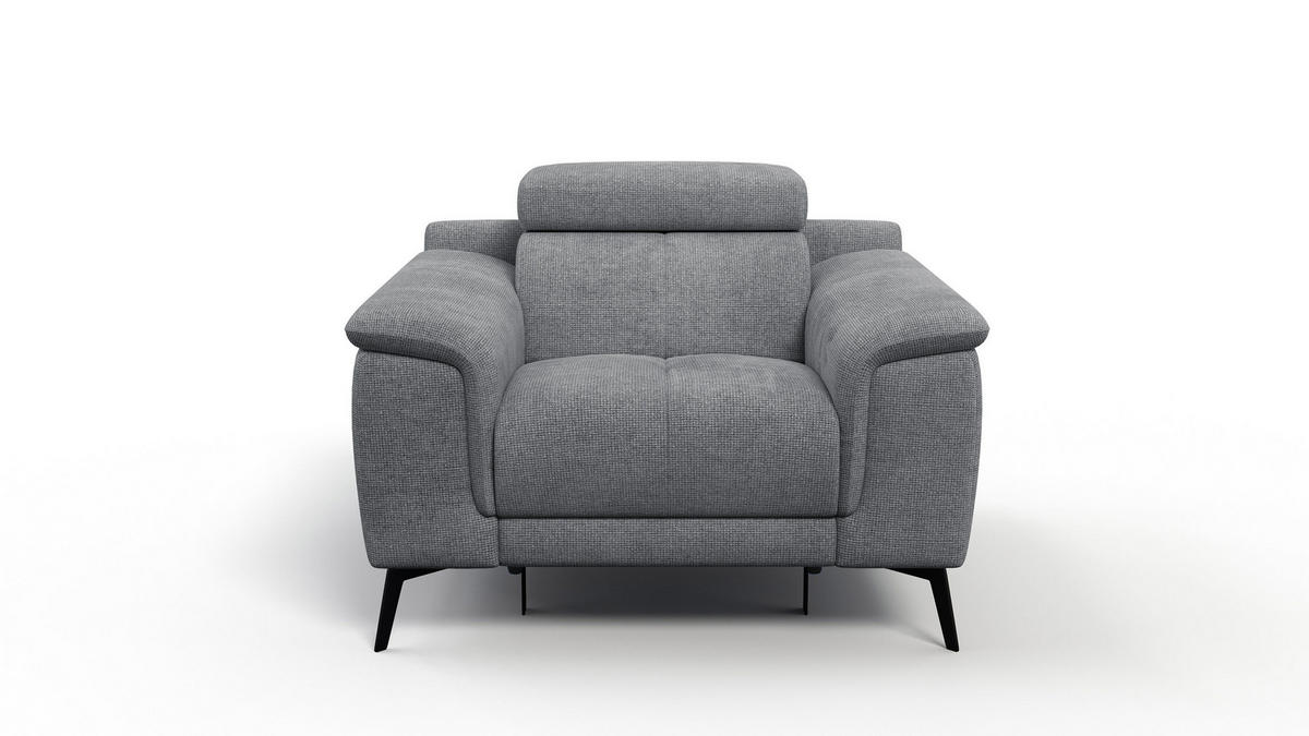 SESSEL FIERO mit Relaxfunktion, grau - Schwarz/Grau, Holzwerkstoff/Textil (114/82/103cm) - Courtois Laville