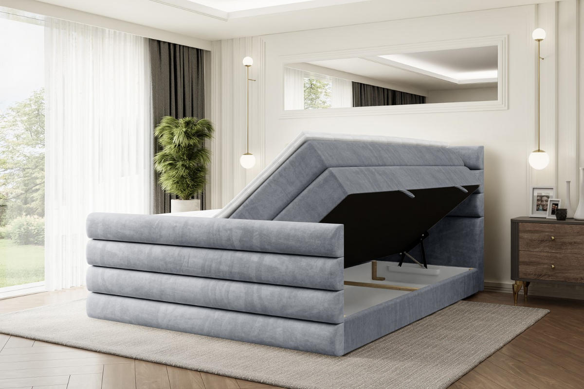 BOXSPRINGBETT CELESTIA-Z KING - 140x200 - H3/H4 - Grau - Grau, Holzwerkstoff (140/200cm) - ALTDECOR